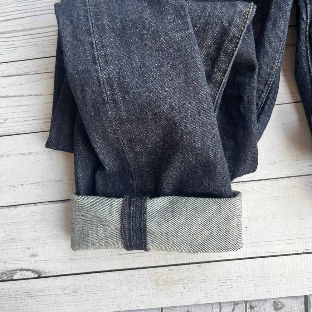 Fossil Mens Vintage Straight Dark Indigo Button Fly Jeans‎ Y2K Streetwear 30x32